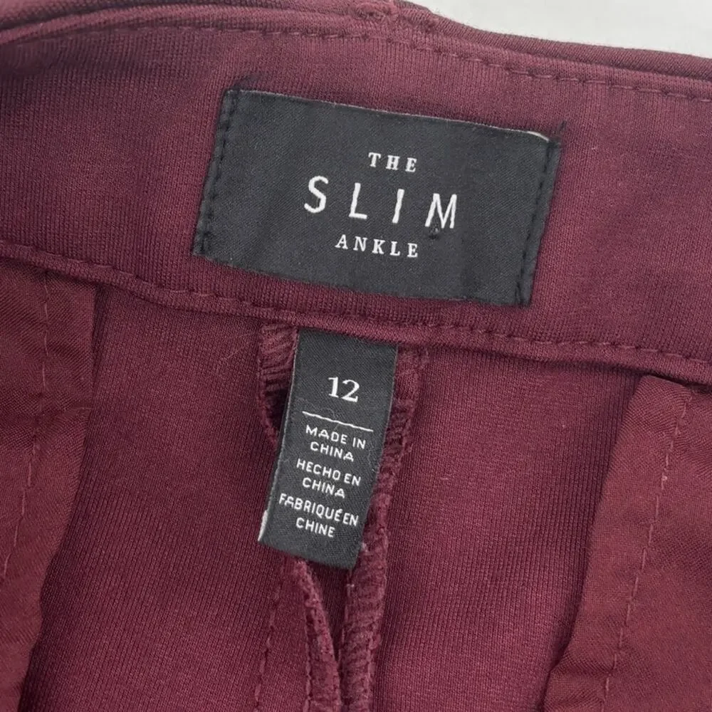 White House Black Market WHBM Burgundy Ponte The Slim Ankle Pants